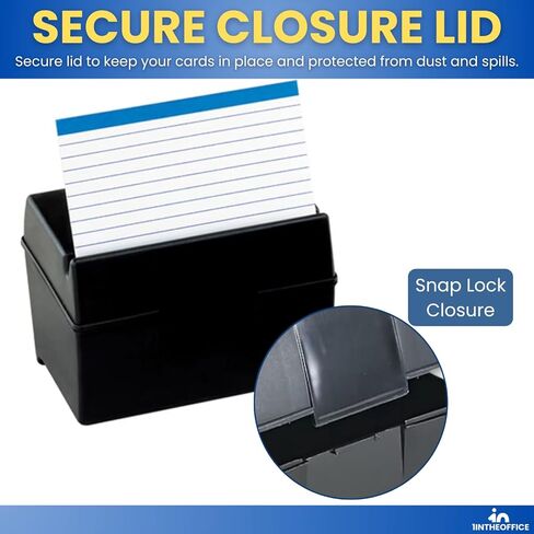 1InTheOffice Index Card Box 5x8 Index Card Holder, 400 Card Capacity Black (2 Pack) in Kuwait