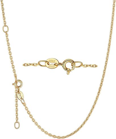 Suplight 925 Sterling Silver Necklace Chain for Women Girls-1.1&1.5mm Chain Necklace 22k Gold Plated/Silver Necklaces for Women Thin & Sturdy-Adjustable Length-Italian Quality 16-24 Inch in Kuwait