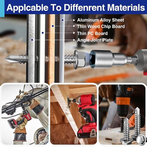 60Pcs #10×3/4" Self Tapping Screws for Metal, 410 Stainless Steel Hex Washer Head Sheet Metal Screw in Kuwait