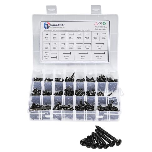 304 Stainless Steel Screws Assortment Kit, 450 pcs,Black Phillips Pan Head Self-Tapping Screws, Assorted Screws, Black Screw Set（#4#6#8#10#） Drive Bit Included Wood in Kuwait