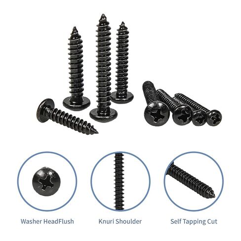 304 Stainless Steel Screws Assortment Kit, 450 pcs,Black Phillips Pan Head Self-Tapping Screws, Assorted Screws, Black Screw Set（#4#6#8#10#） Drive Bit Included Wood in Kuwait