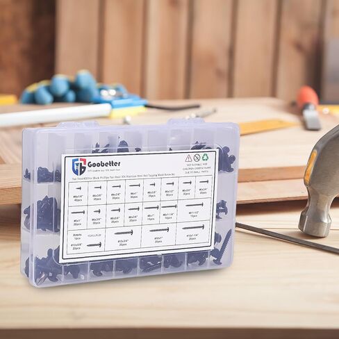 304 Stainless Steel Screws Assortment Kit, 450 pcs,Black Phillips Pan Head Self-Tapping Screws, Assorted Screws, Black Screw Set（#4#6#8#10#） Drive Bit Included Wood in Kuwait