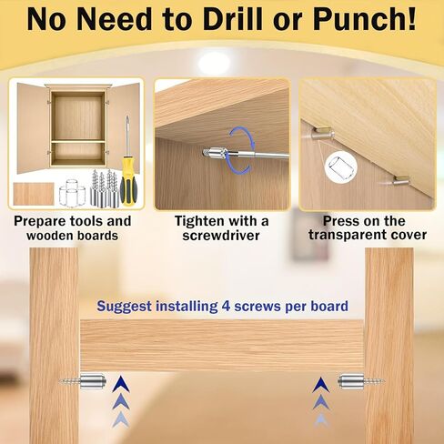 20PCS Self Tapping Screws Cabinet Laminate Supportt, Self-Tightening & Adjustable Layer Board Pins, Easy Installation for Bookshelves, Wardrobes, Kitchen Cabinets in Saudi Arabia