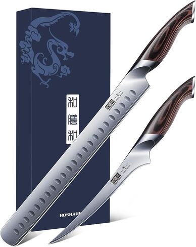 مجموعة سكاكين نحت هوشانهو 3 قطع، مجموعات سكاكين تقطيع لحم الصدر من الفولاذ الياباني عالي الكربون مع مقبض مريح من خشب الباكا، سكين جزار كسر سكين تقطيع اللحم لتقطيع اللحوم in Kuwait