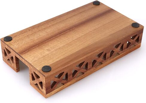 Acacia Wood Napkin Holder for Bathroom - Wooden Guest Towel Holder for Dining Table, Kitchen, Cocktail, Decor, Rustic Farmhouse, Bar, Party, Paper - Modern Disposable Hand Towel Holders, 9.5" X 5.5" in Kuwait