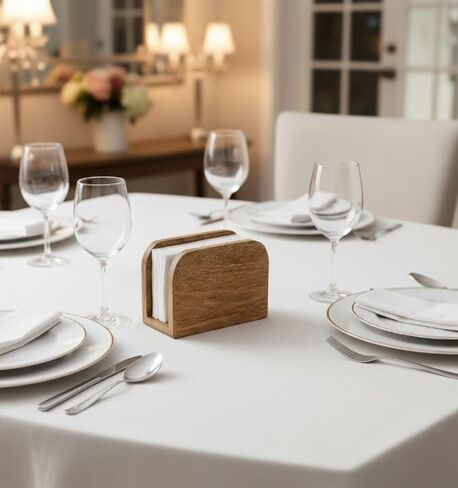 حامل مناديل خشب المانجو الفاخر للطاولة، حامل مناديل ورقية خشبية ريفية منتصبة وموزع تخزين منظم للمطبخ وغرفة الطعام والحفلات والمقهى وديكور المنزل، 5.5 × 2.5 × 4 بوصة in Kuwait