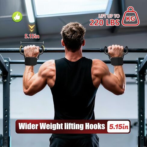 Weight Lifting Hooks(Pair), Wrist Straps for Weightlifting, Adjustable Strap Hand Grips with Thick Wrist Padding, Weightlifting Hooks for Pull-Ups, Deadlifts, Strength Training&Gym Workout, Men and Women in Kuwait