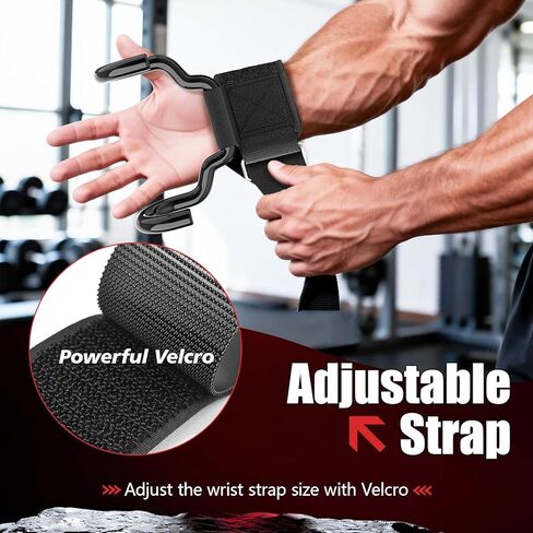 Weight Lifting Hooks(Pair), Wrist Straps for Weightlifting, Adjustable Strap Hand Grips with Thick Wrist Padding, Weightlifting Hooks for Pull-Ups, Deadlifts, Strength Training&Gym Workout, Men and Women in Kuwait