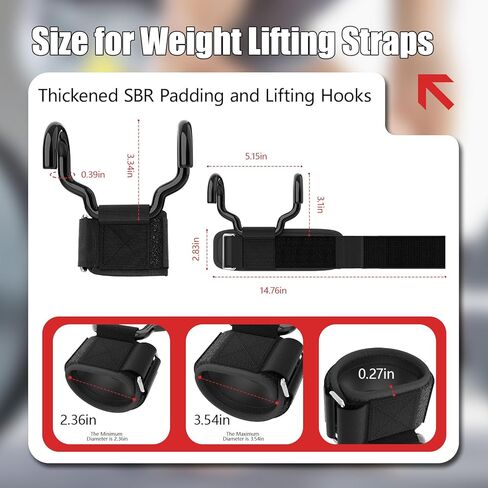 Weight Lifting Hooks(Pair), Wrist Straps for Weightlifting, Adjustable Strap Hand Grips with Thick Wrist Padding, Weightlifting Hooks for Pull-Ups, Deadlifts, Strength Training&Gym Workout, Men and Women in Kuwait