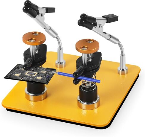 مساعدة الأيدي المشبك المعدني، حامل لحام يدوي ثالث قابل للتعديل للإلكترونيات، هواية DIY، الحرف اليدوية، المجوهرات، محطة مساعدة لحام إصلاح ثنائي الفينيل متعدد الكلور (أصفر أسود، صغير) in Kuwait