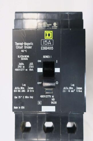 مربع D EDB34015 3P 15A AMP 480V-AC قاطع دائرة مقولب D551638 in Saudi Arabia