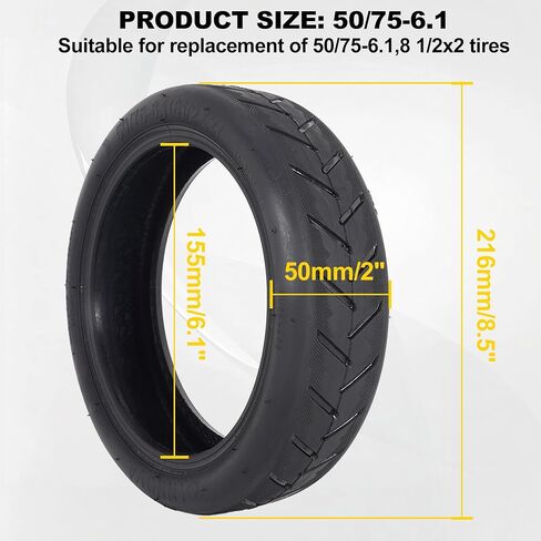 إطار فراغ 8.5 بوصة، إطار سكوتر بدون أنبوب 50/75-6.1 مناسب لـ Gotrax/Xiaomi، إطارات كهربائية سميكة مقاومة للانفجار والثقب in Saudi Arabia