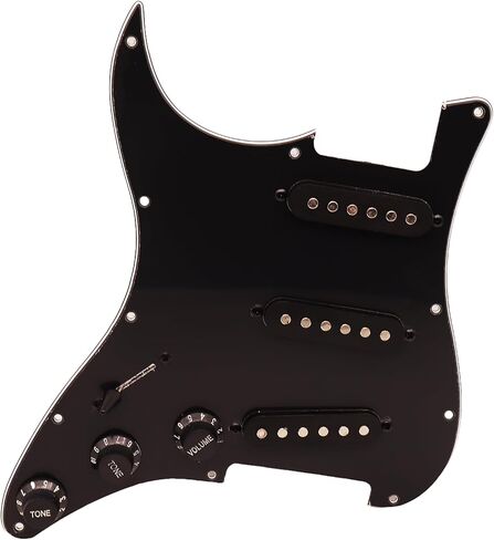 11-Hole 3-Ply SSS Pick Ups Wiring Harness Kit Prewired Loaded Pickguard w/Single Coil Pickups Compatible For USA/Mexico Stratocaster Squier Electric Guitar（Left） (White) in Saudi Arabia