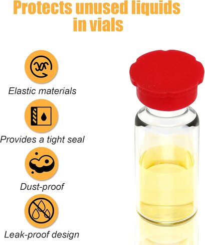 12 قطعة من أغطية قارورة زجاجية سعة 5 مل مع 64 قطعة من ملصقات الملصقات، أغطية أغطية قارورة واقية مقاومة للتسرب والغبار للمختبرات والعيادات وتنظيم المنزل (6 ألوان) in Kuwait