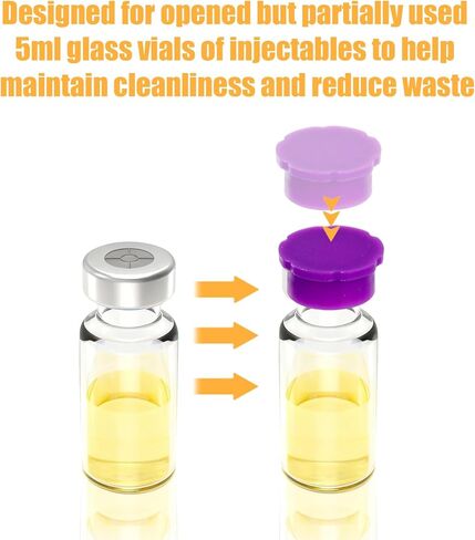 12 قطعة من أغطية قارورة زجاجية سعة 5 مل مع 64 قطعة من ملصقات الملصقات، أغطية أغطية قارورة واقية مقاومة للتسرب والغبار للمختبرات والعيادات وتنظيم المنزل (6 ألوان) in Kuwait