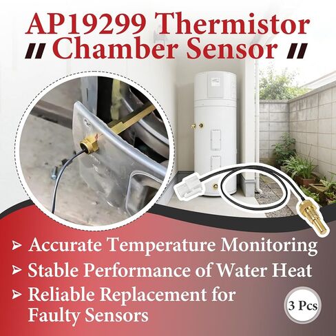 3 Pcs AP19299 Thermistor Chamber Sensor Replacement Compatible with Rheem Ultra Low NOx Tankless Water Heaters & Heat Pump Systems, Temperature Sensor Replacement Kit in Kuwait
