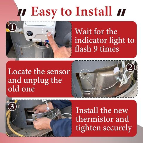 3 Pcs AP19299 Thermistor Chamber Sensor Replacement Compatible with Rheem Ultra Low NOx Tankless Water Heaters & Heat Pump Systems, Temperature Sensor Replacement Kit in Kuwait