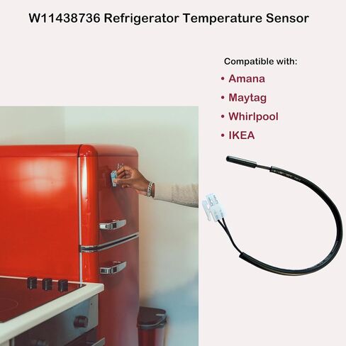 W11438736 مستشعر درجة حرارة الثلاجة الثرمستور متوافق مع Amana Maytag Whirlpool IKEA، يستبدل الموديلات W10556397 W10838965 W11108173 4960583 AP6985096 PS12745758 EAP12745758 in Kuwait
