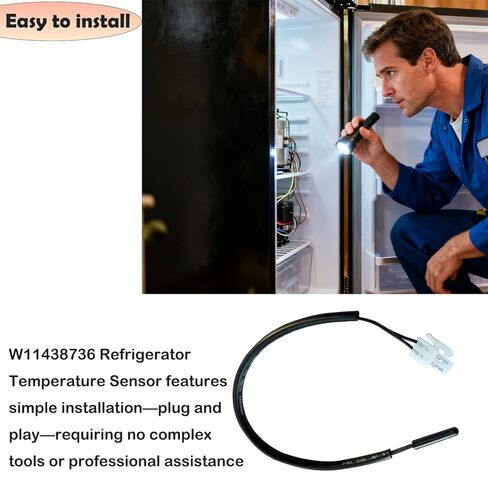 W11438736 مستشعر درجة حرارة الثلاجة الثرمستور متوافق مع Amana Maytag Whirlpool IKEA، يستبدل الموديلات W10556397 W10838965 W11108173 4960583 AP6985096 PS12745758 EAP12745758 in Kuwait