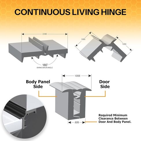 TRIM-LOK Endura-Hinge, 4-Foot Section, Durable PVC Continuous Hinge, Resists Rust, Corrosion & UV Damage, Up to 90,000 Cycles of Low-Maintenance Outdoor Use, Ideal for Truck Cap Toppers & More in Saudi Arabia