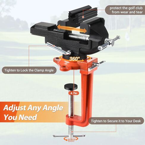 2-in-1 Golf Grip Kit for Regripping Golf Clubs, Portable Golf Club Regripping Kit with Golf Grip Solvent, Quick Adjustment Table Vise Rubber Clamp for Golf Grip Removal Tool in Kuwait