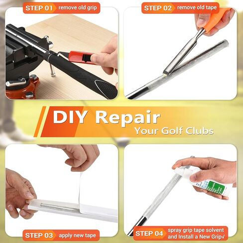 2-in-1 Golf Grip Kit for Regripping Golf Clubs, Portable Golf Club Regripping Kit with Golf Grip Solvent, Quick Adjustment Table Vise Rubber Clamp for Golf Grip Removal Tool in Kuwait