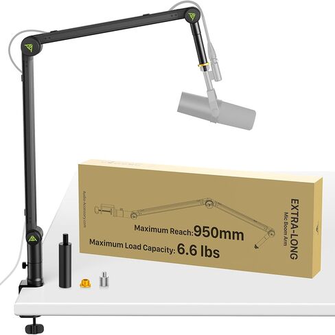 تصميم لذراع ذراع الميكروفون Shure SM7B SM7dB MV7 Never-Sag، يصل طوله إلى 950 مم، سعة تحميل 6.6 رطل، حامل ميكروفون معلق بقفل التروس، حامل مكتبي للميكروفونات الثقيلة Blue Yeti Rode in Kuwait