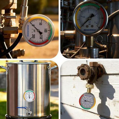 ملصقات ملصقات قياس الضغط MEASUREMAN 15 قطعة، أحمر أخضر أصفر، شارات أمان عاكسة لاصقة، تحديد نطاق قياس الضغط الصناعي in Kuwait