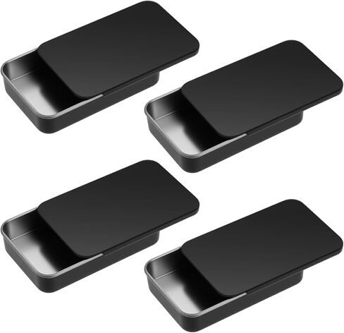 4 Pack Small Dental Floss Case Travel Floss Picks Case Metal Portable Compact Pick Dispenser Refillable Dental Pick Box Metal Sliding Glide Flosses Storage Container for Travels Dates Dinners Hotels in Saudi Arabia