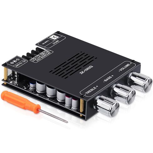ZK-1002Q Bluetooth 5.1 2.0 Channel Hi-Fi Amplifier Board - 200W, with Treble and Bass Controls, Qualcomm APTX-HD, AUX Input, Mic Input, for DIY Speakers in Saudi Arabia