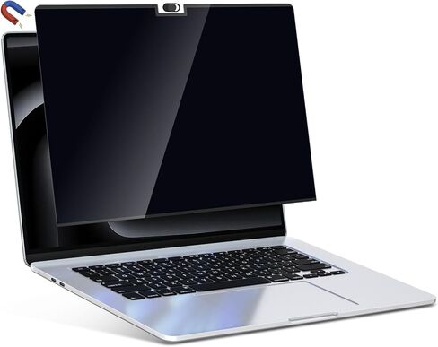 PYS NanoCling Privacy Screen for MacBook Air 13.6 Inch(2022-2024, M2, M3) - Reusable & Removable, 2Pcs Camera Cover Slide, Matte Finish, Case Friendly in Kuwait