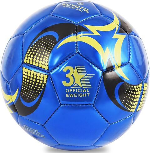 كرة قدم للأطفال من KUYOTQ مقاس 3، كرة تدريب ومطابقة من جلد TPU اللامع باللون الأزرق الذهبي للأطفال الشباب، بناء احترافي للاستخدام الداخلي والخارجي مع لمسة فائقة in Kuwait