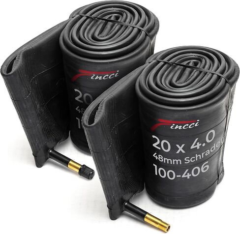 Fincci 20x4.0 Fat Tire Tube – 48mm Presta or Schrader Valve, Pack of 2 – Durable Butyl Rubber for Fat Tire Electric Bikes and 20-Inch Wheels in Saudi Arabia