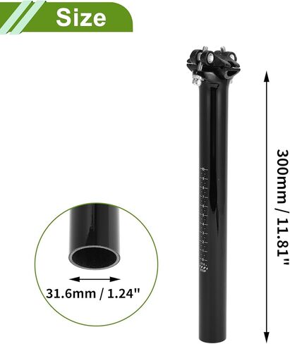 Universal 31.6x300mm Gloss Black Bike Seat Posts Adjustable Angle Lightweight Bike Saddle Post Seat Tube Carbon Fiber 1 Pc in Saudi Arabia