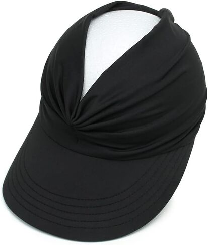 قبعة شمسية للنساء من الشمس للشاطئ للحماية من الأشعة فوق البنفسجية مع حافة واسعة للرياضة على الشاطئ والمشي لمسافات طويلة (أسود) in Kuwait