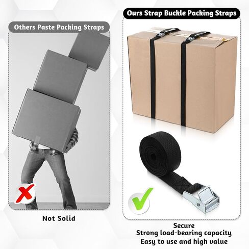 15 Pack Lashing Straps 6.5ft x 1" Adjustable Kayaks Tie Down Cam Buckle Straps with Buckles up to 250lbs for Cargo, Luggage, Motorcycles, Truck, Car Roof Rack, Surfboard, Black in Kuwait