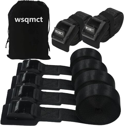 [4-Pack] 1" x 4' Upgraded Cam Buckle Tie Down Straps Heavy Duty, 440lbs Break Strength, Adjustable Lashing Straps with Protective Sleeve & Storage Straps for Convenient Storage. in Kuwait