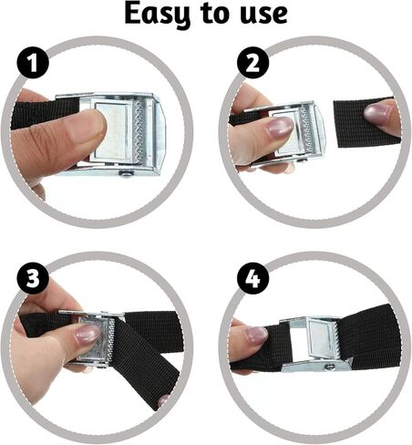 15 Pack Lashing Straps 6.5ft x 1" Adjustable Kayaks Tie Down Cam Buckle Straps with Buckles up to 250lbs for Cargo, Luggage, Motorcycles, Truck, Car Roof Rack, Surfboard, Black in Kuwait