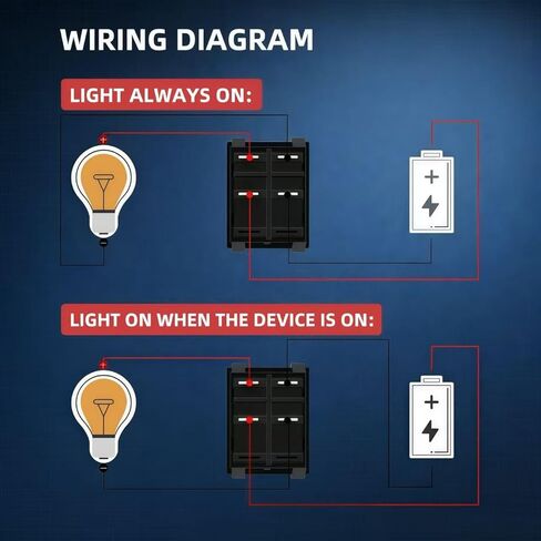 WELCAPAC- 30A 250V/120V KCD4 Rocker Switch DPST 4 Pin Red Lighted, ON/Off Power Switch Heavy Duty (4-Pack) in Kuwait