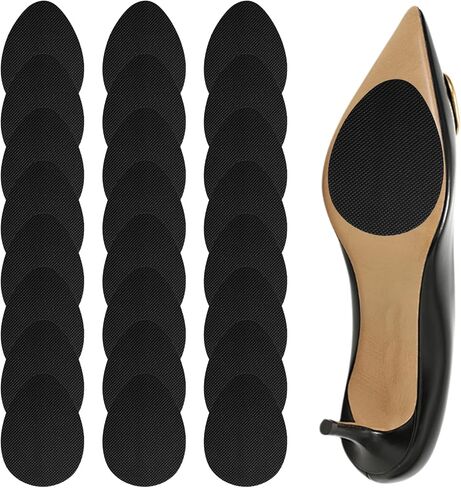 24 قطعة من وسادات الأحذية المضادة للانزلاق، مقابض الكعب المضادة للانزلاق لأسفل الأحذية، مادة صمغية مطاطية ممتازة ذاتية اللصق لحماية نعال الكعب العالي (24، أسود) in Kuwait