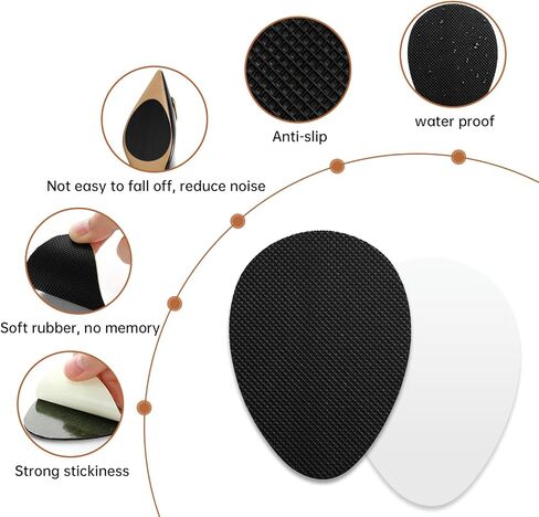 24 قطعة من وسادات الأحذية المضادة للانزلاق، مقابض الكعب المضادة للانزلاق لأسفل الأحذية، مادة صمغية مطاطية ممتازة ذاتية اللصق لحماية نعال الكعب العالي (24، أسود) in Kuwait