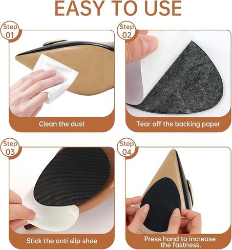 24 قطعة من وسادات الأحذية المضادة للانزلاق، مقابض الكعب المضادة للانزلاق لأسفل الأحذية، مادة صمغية مطاطية ممتازة ذاتية اللصق لحماية نعال الكعب العالي (24، أسود) in Kuwait