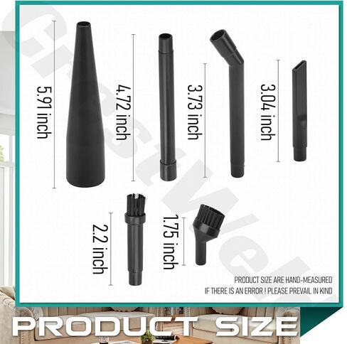 CMXZVBE38668 طقم مرفقات للتنظيف الدقيق مكون من 6 قطع، 1-1/4 بوصة. ملحقات المكنسة الكهربائية للمتجر الرطب والجاف، للتنظيف المعقد والتفصيلي - يناسب قطر خرطوم 1-1/4 بوصة in Kuwait