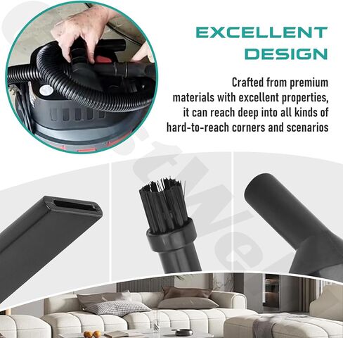 CMXZVBE38668 طقم مرفقات للتنظيف الدقيق مكون من 6 قطع، 1-1/4 بوصة. ملحقات المكنسة الكهربائية للمتجر الرطب والجاف، للتنظيف المعقد والتفصيلي - يناسب قطر خرطوم 1-1/4 بوصة in Kuwait