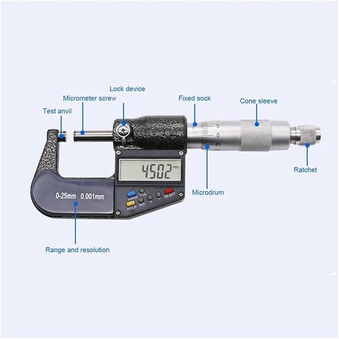 Measure Tool 0-25mm Electronic Digital Micrometer 0.001mm Thickness Gauge and Wrench Set Digital Micrometer Outside Micrometer in Saudi Arabia