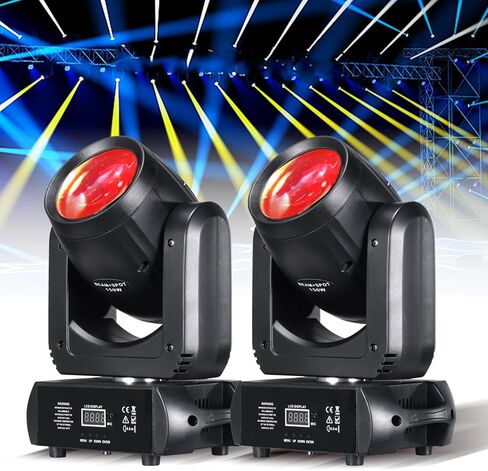 Moving Head Light 150W Stage Lights 8 Gobos 8 Colors 12 Channels Beam Spotlights 18-Face Prism DMX 512 with Sound-Activated for Party Event Wedding DJ Lighting (2) in Kuwait