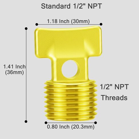 سدادة تصريف للقوارب مكونة من قطعتين - خيط NPT مقاس 1/2 بوصة، نحاس صلب، مقاوم للتآكل، يناسب معظم هياكل القوارب، تصميم على شكل حرف T/رأس سداسي in Kuwait