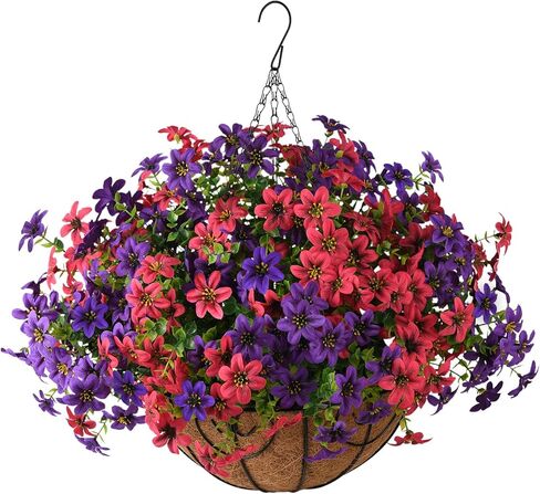 الزهور الاصطناعية معلقة سلال ، multicolor 12 حزم فو زهرة في الهواء الطلق معلقة سلة ربيع الصيف ، نباتات زهور مزيفة لشرفة الفناء شرفة المنزل ديكور المنزل (mixd2) in Kuwait