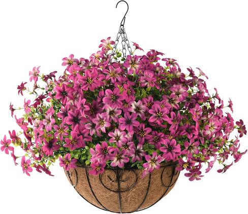 Artificial Flowers Hanging Baskets, Multicolor 12 Bundles Faux Flower Outdoor Hanging Basket Spring Summer Decoration, Fake Flowers Plants for Porch Patio Balcony Home Yard Decor(Mixd2) in Saudi Arabia