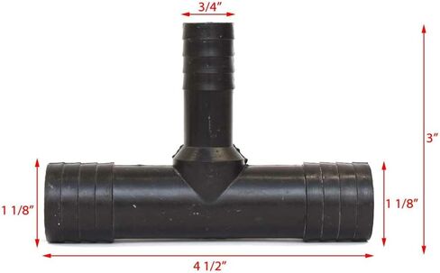 Sportsman Boat T Fitting | 1 1/8 x 1 1/8 x 3/4 Inch Black Plastic in Saudi Arabia